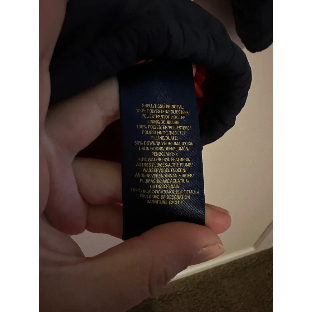 Polo Ralph Lauren Kids Navy Blue Down Puffer Jacket Detachable Hood Size 7